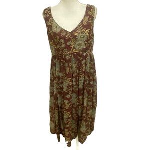 Vtg 1990’s Pastille v neck floral sleeveless dusty purple/blue midi dress large